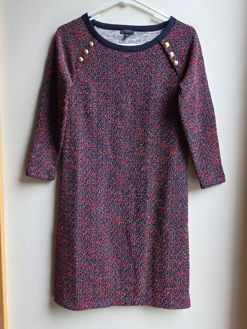 Talbots Purple Tweed Sheath Dress Size Petite XS (0-2)